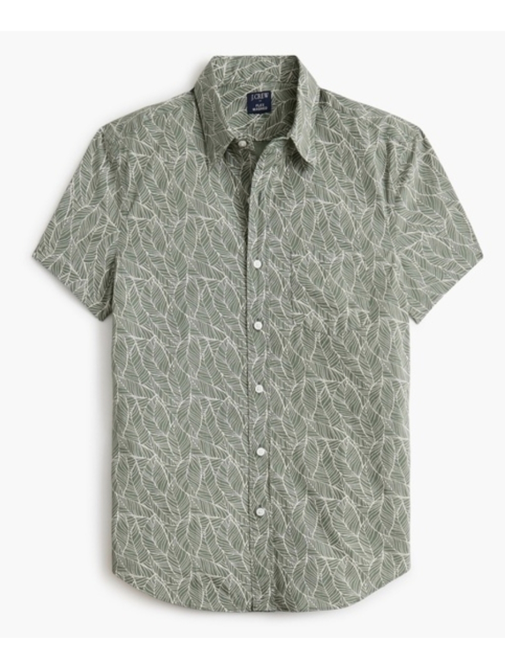NWT J. Crew Men's Olive Green Leaf-Print Button-Down Shirt Med